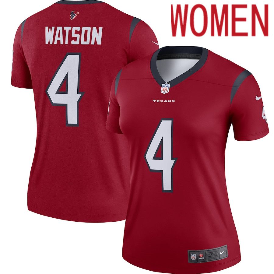 Women Houston Texans #4 Deshaun Watson Red Nike Legend Player NFL Jersey
